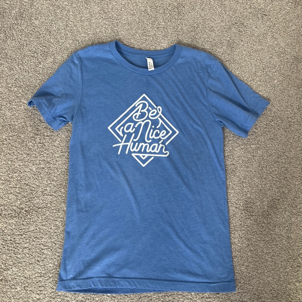 Bella Canvas Blue "Be a Nice Human" Graphic Tee | Coastal Indie Aesthetic - Picture 1 of 8